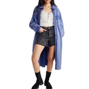 Free People Long Ruby Jacket Shaded Lake Size L